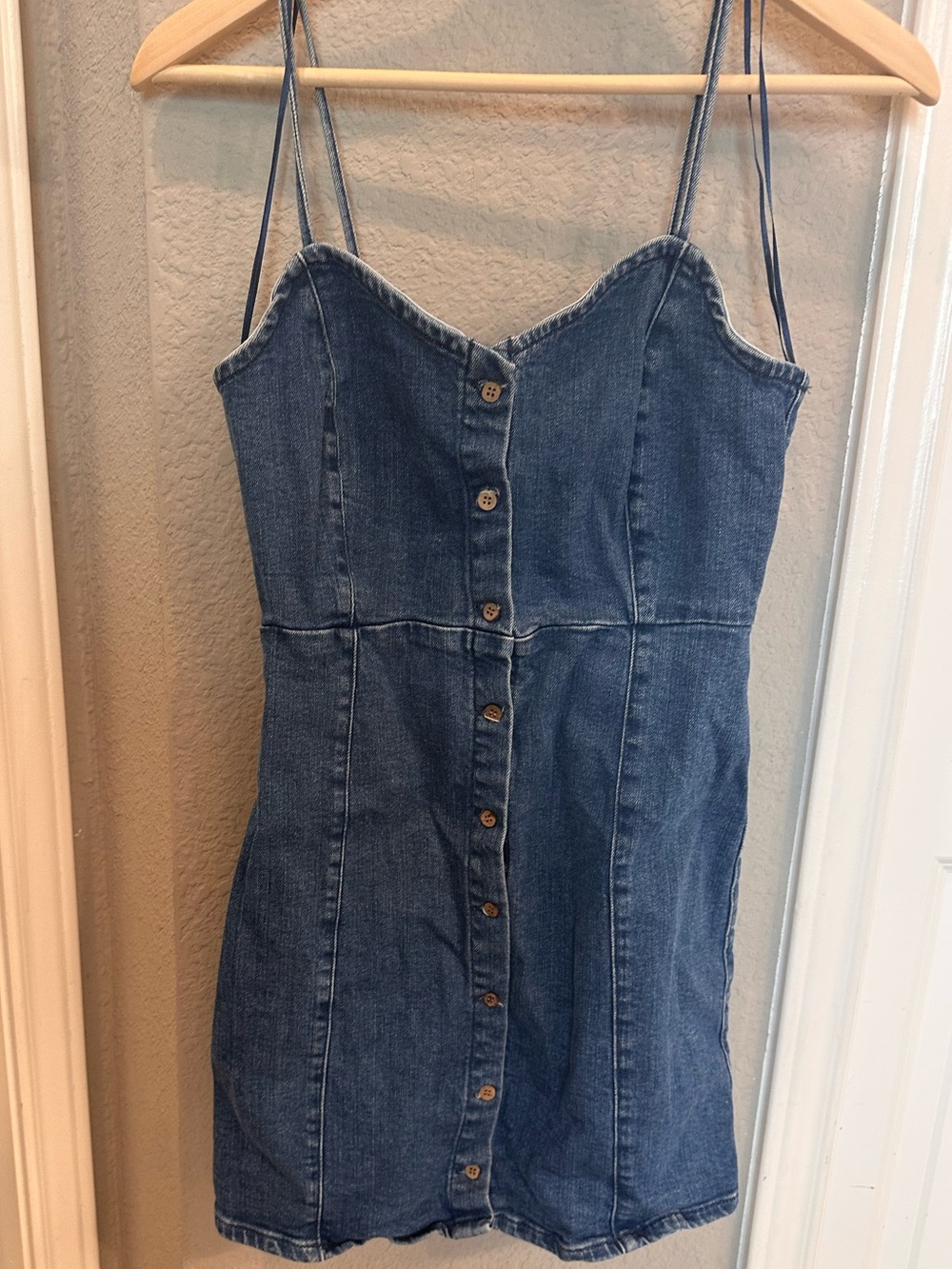 Pull&Bear Light Blue Denim Top with Faded Blue Details